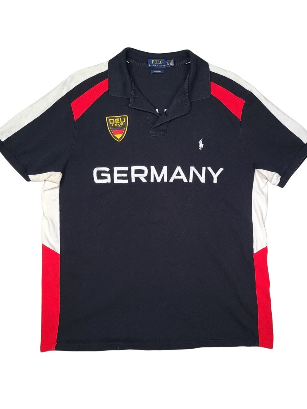 Polo Ralph Lauren Shirt Mens XL Germany DEU LXVII Custom Fit Soccer Embroidered